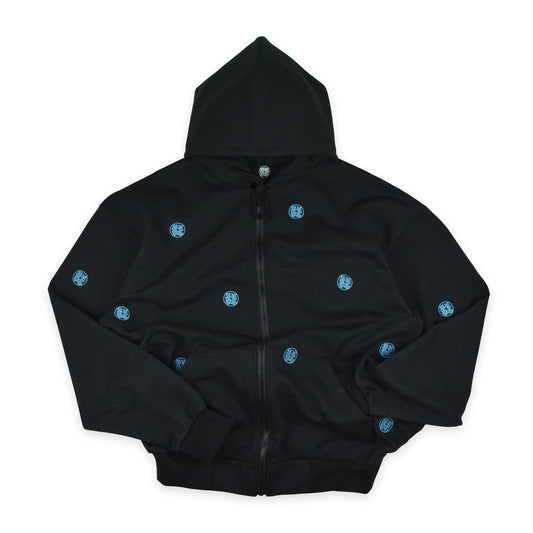 TOKEN ZIP HOODIE BLACK/BABY BLUE