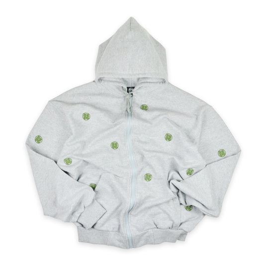 TOKEN ZIP HOODIE GREY/WASABI