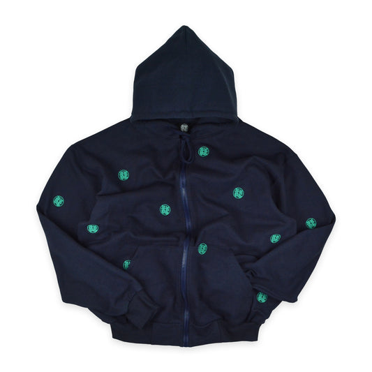 TOKEN ZIP HOODIE NAVY/TEAL