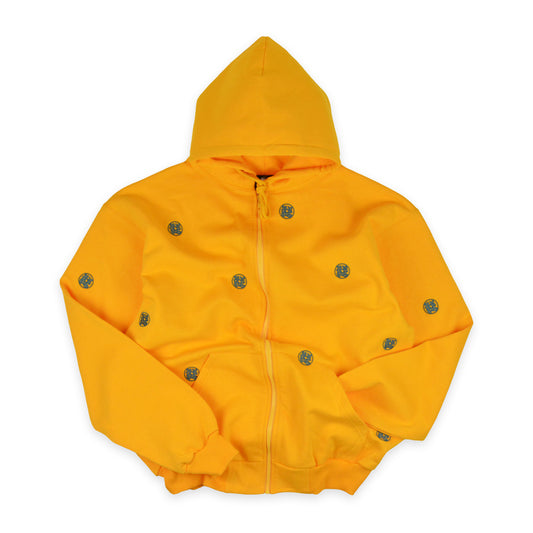 TOKEN ZIP HOODIE YELLOW/AQUA BLUE